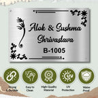 Personalized Ganesha Metal Name Plate with Number for Home - Luxury Gold & Silver Finish 8 x 12 Inches
