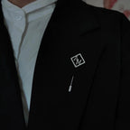 Personalized Initial Geometric Lapel Pin - Custom Silver Diamond Monogram Brooch for Men's Blazers & Suits