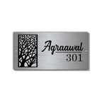 Wish Tree Personalized Metal Surname & Number Nameplate for Home – Elegant Custom Door Sign