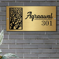 Wish Tree Personalized Metal Surname & Number Nameplate for Home – Elegant Custom Door Sign