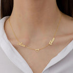 Personalized Couple Name Necklace with Heart Connector - Custom Two Name Pendant for Women