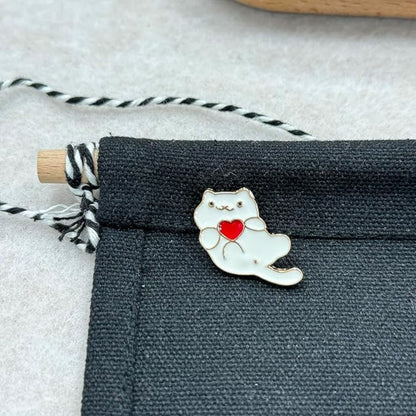 Cute White Kitten Enamel Pin for Girlfriend | Valentine Gift | Moskai Collection