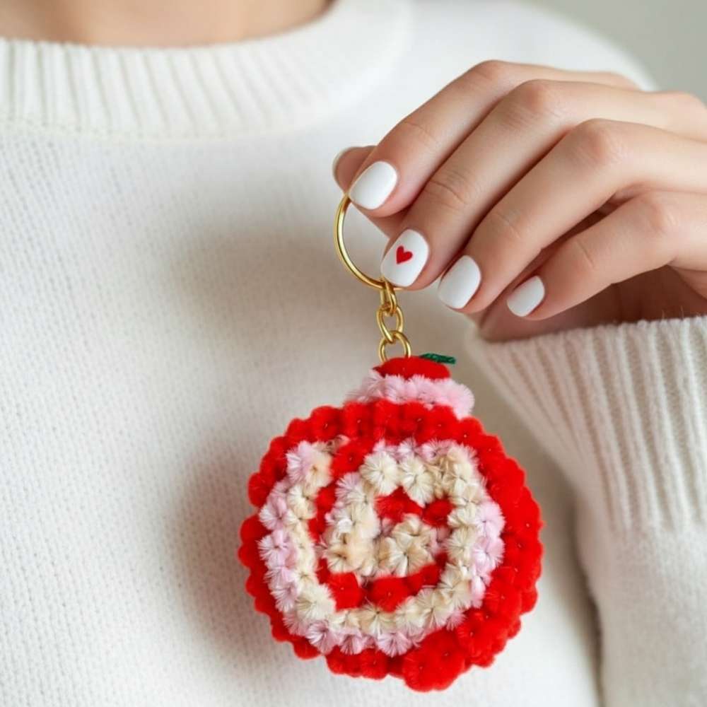 MOSKAI Red Candy Fur Keychain