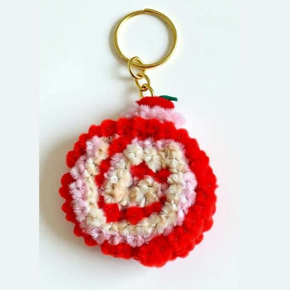 MOSKAI Red Candy Fur Keychain