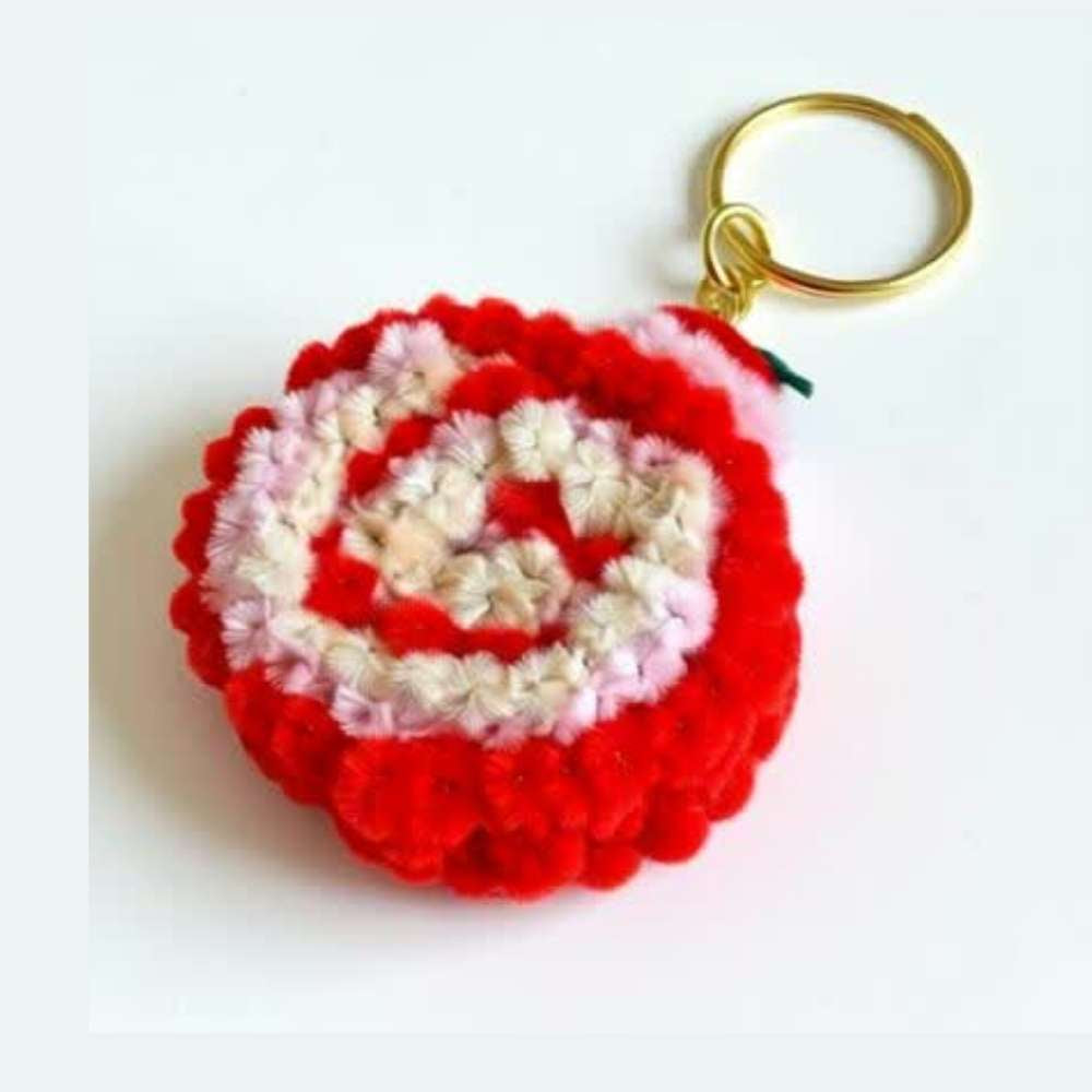 MOSKAI Red Candy Fur Keychain