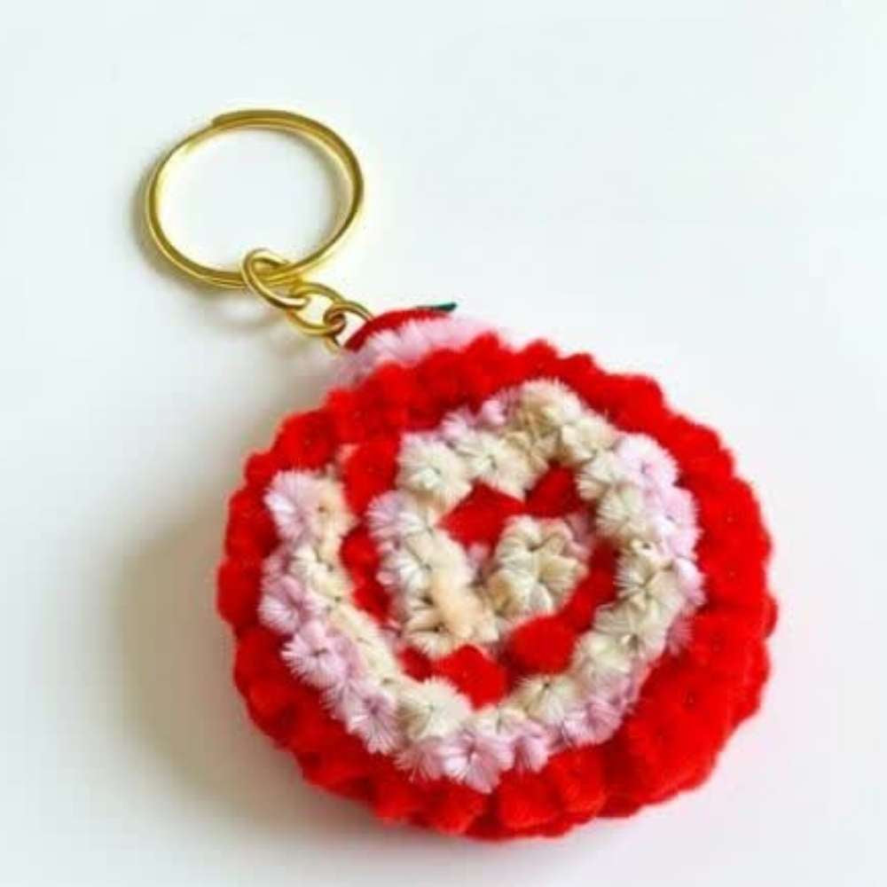 MOSKAI Red Candy Fur Keychain