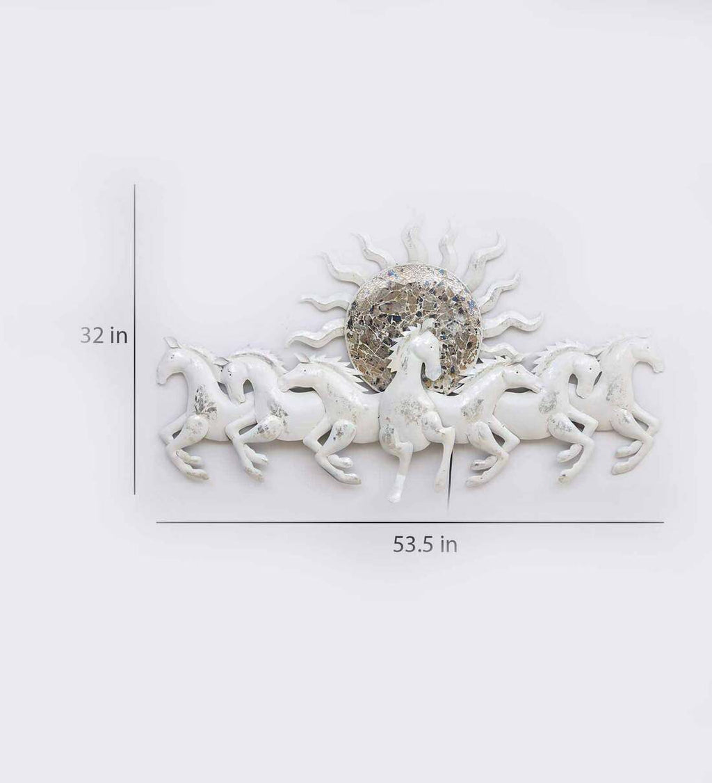 Mosaki Iron Metal Sun Horse Wall Hanging Designer  Panel