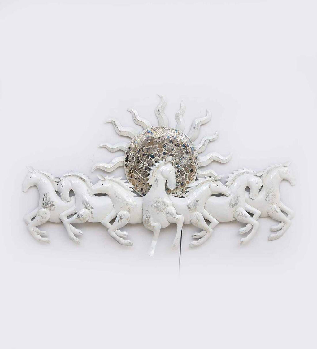 Mosaki Iron Metal Sun Horse Wall Hanging Designer  Panel
