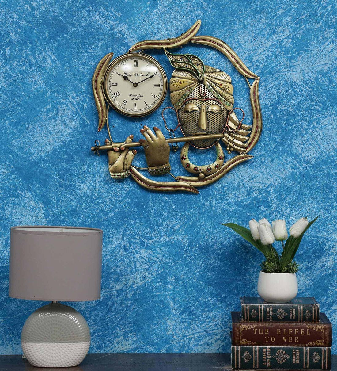 Mosaki Handmade Krishna Iron Wall Clock
