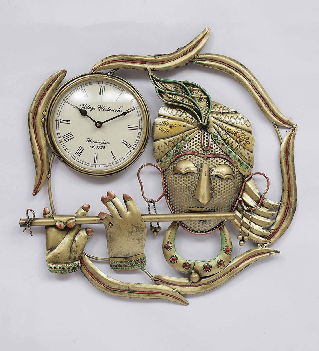 Mosaki Handmade Krishna Iron Wall Clock