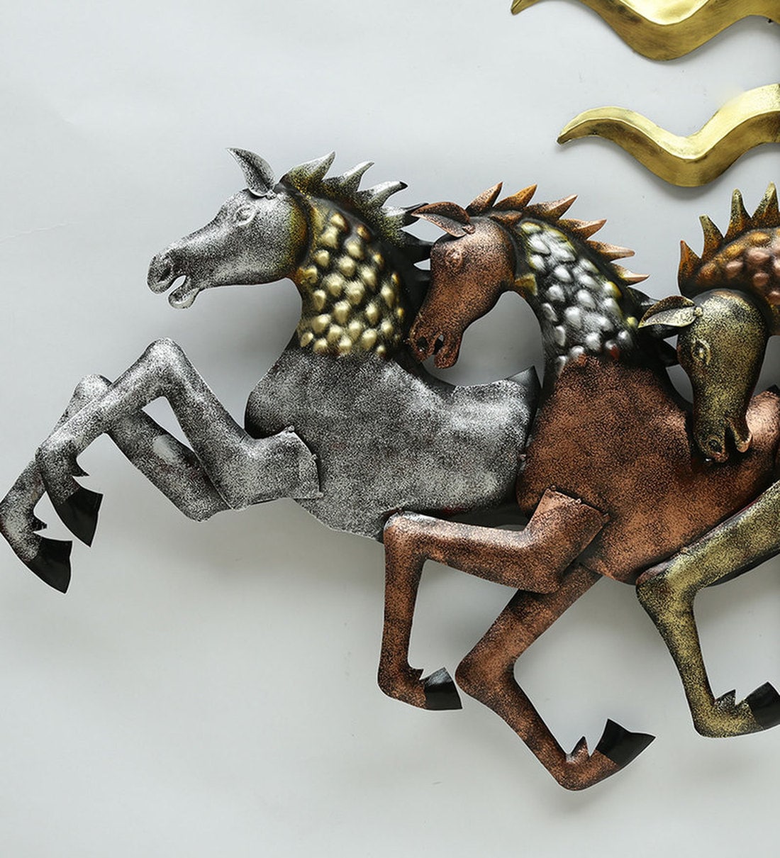Mosaki Sun with Horses Wall Décor | Handcrafted Metal Wall Art