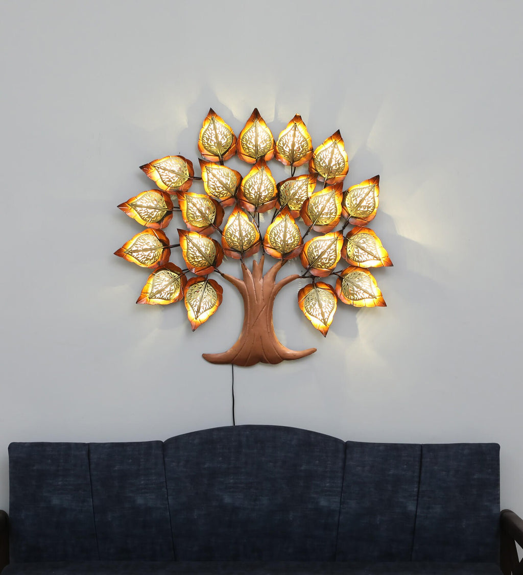 Mosaki LED Tree Metal Wall Art | Illuminated Wall Hanging for Home Decor