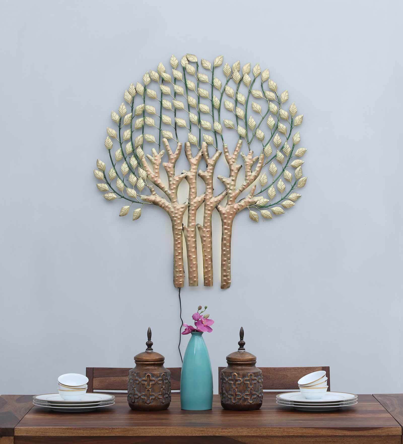 Mosaki Iron Elegant Grey Metal Tree Wall Décor | Handcrafted Metal
