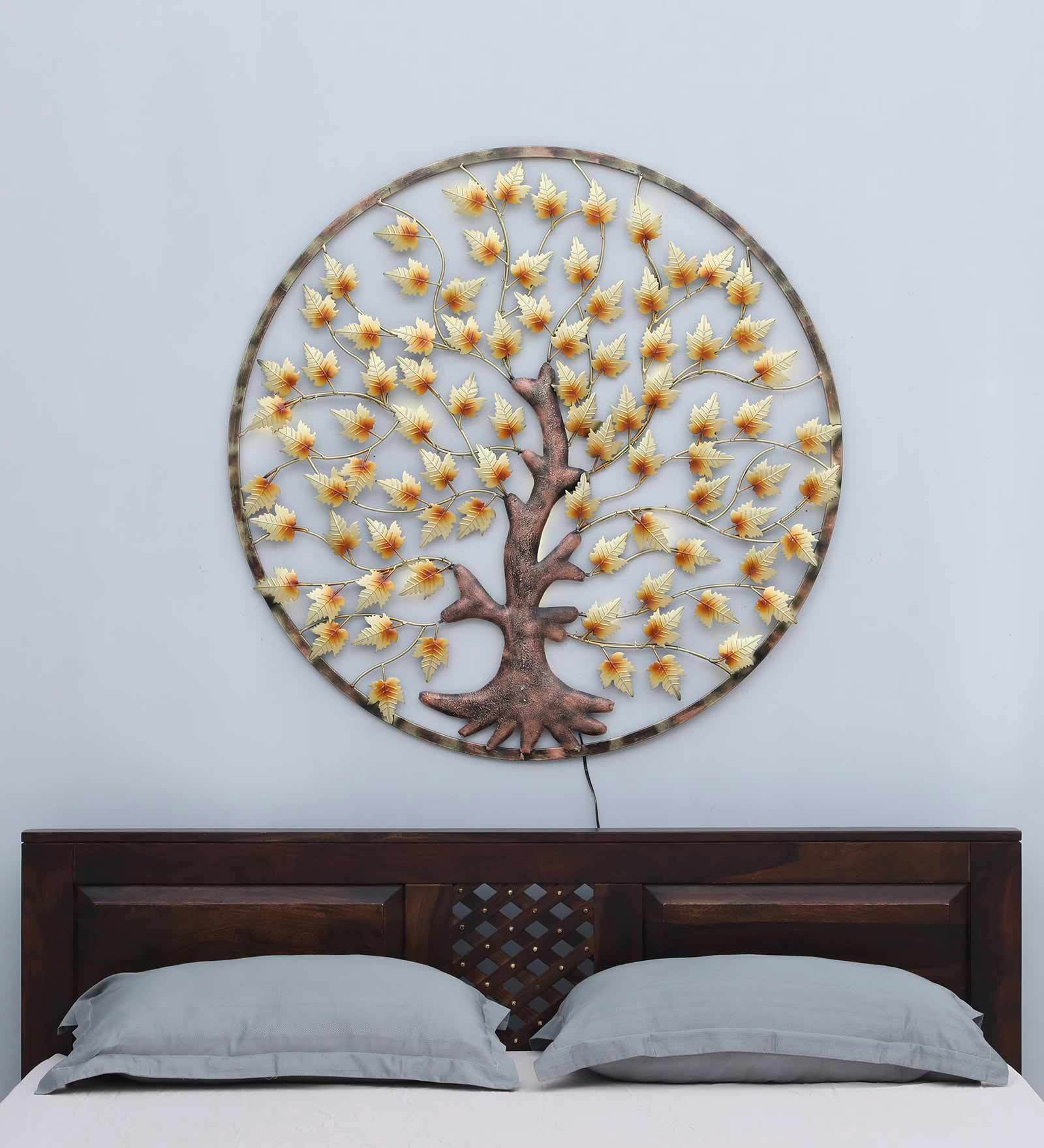 Mosaki Metal Tree Wall Hanging with LED Lights