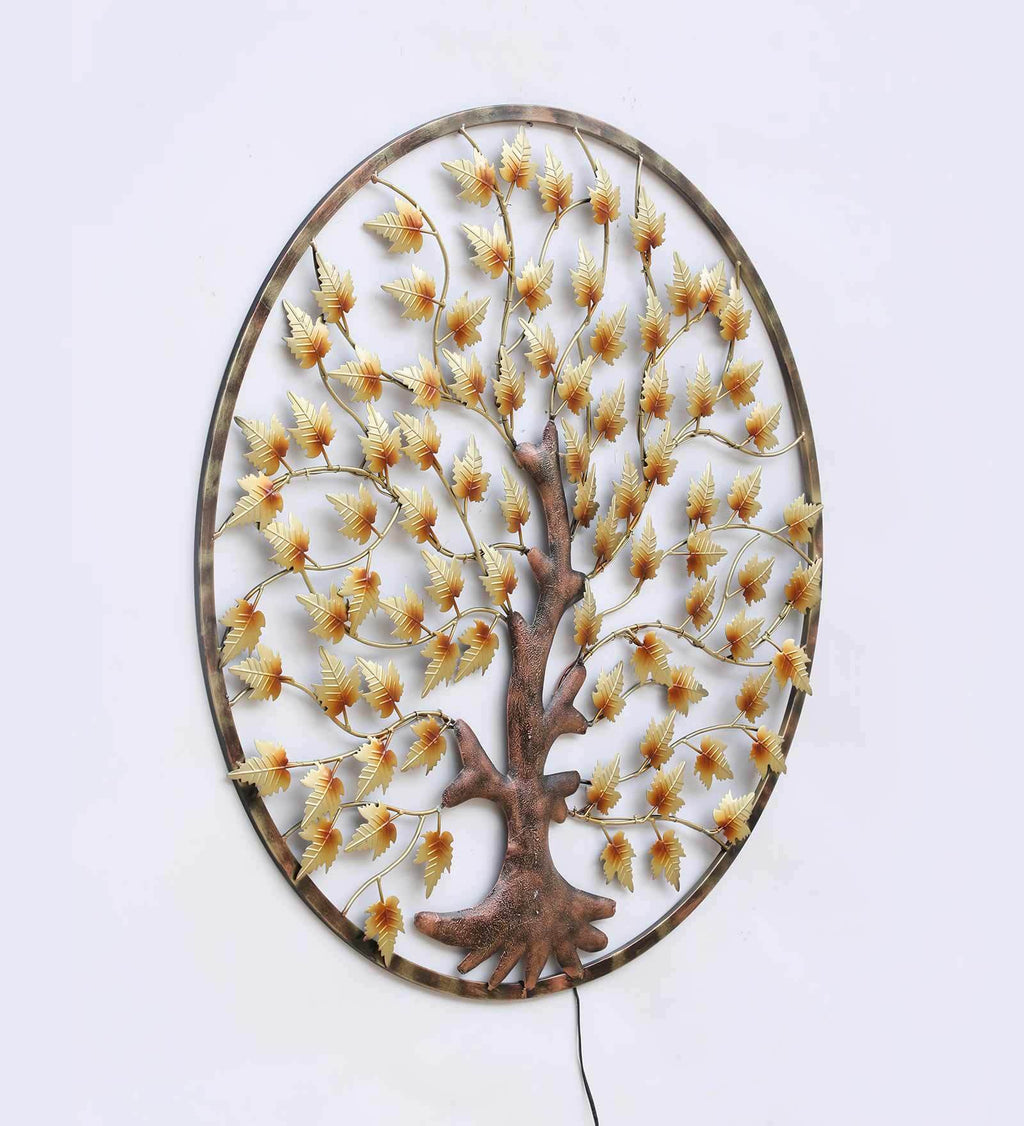 Mosaki Metal Tree Wall Hanging with LED Lights