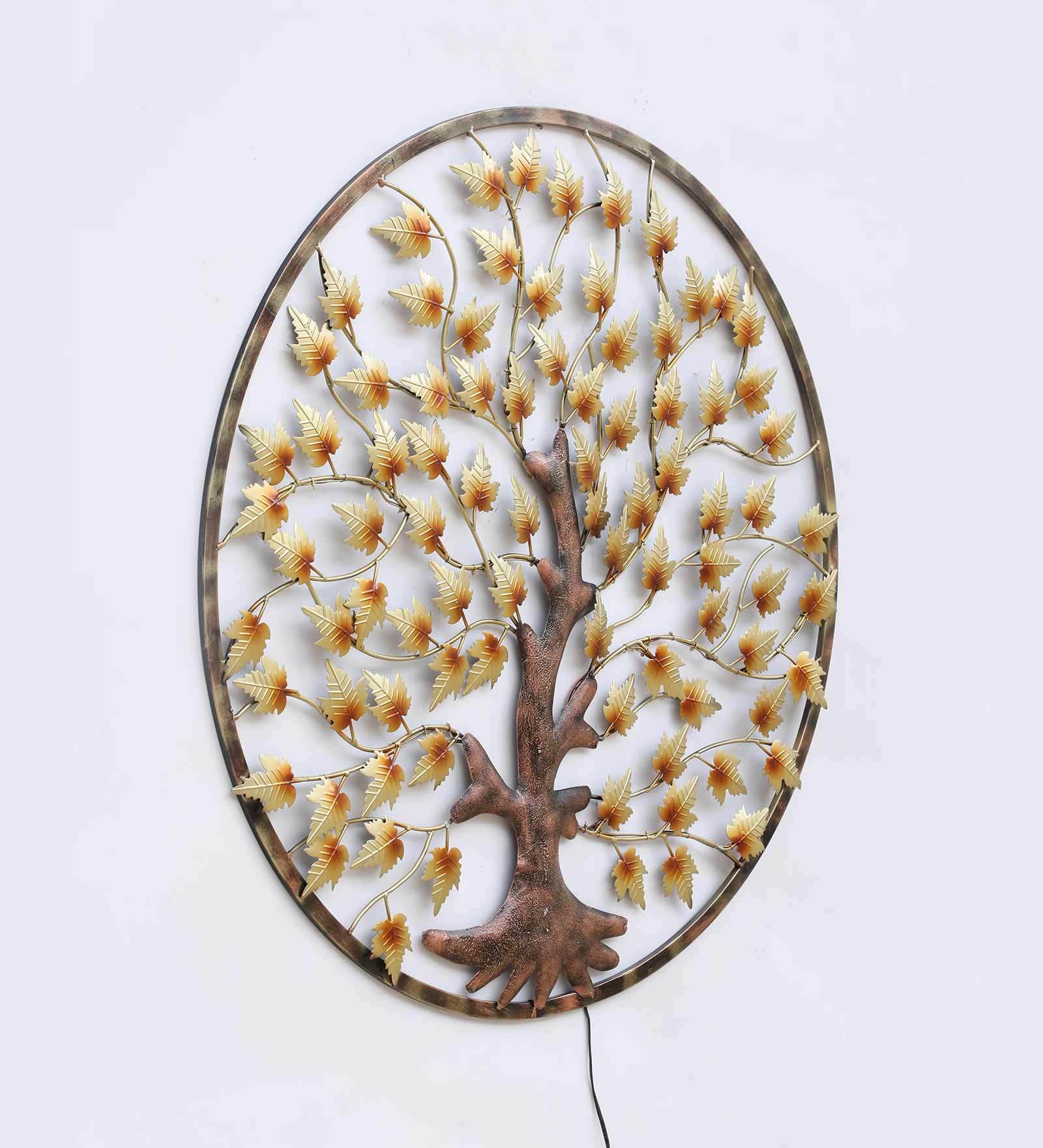 Mosaki Metal Tree Wall Hanging with LED Lights