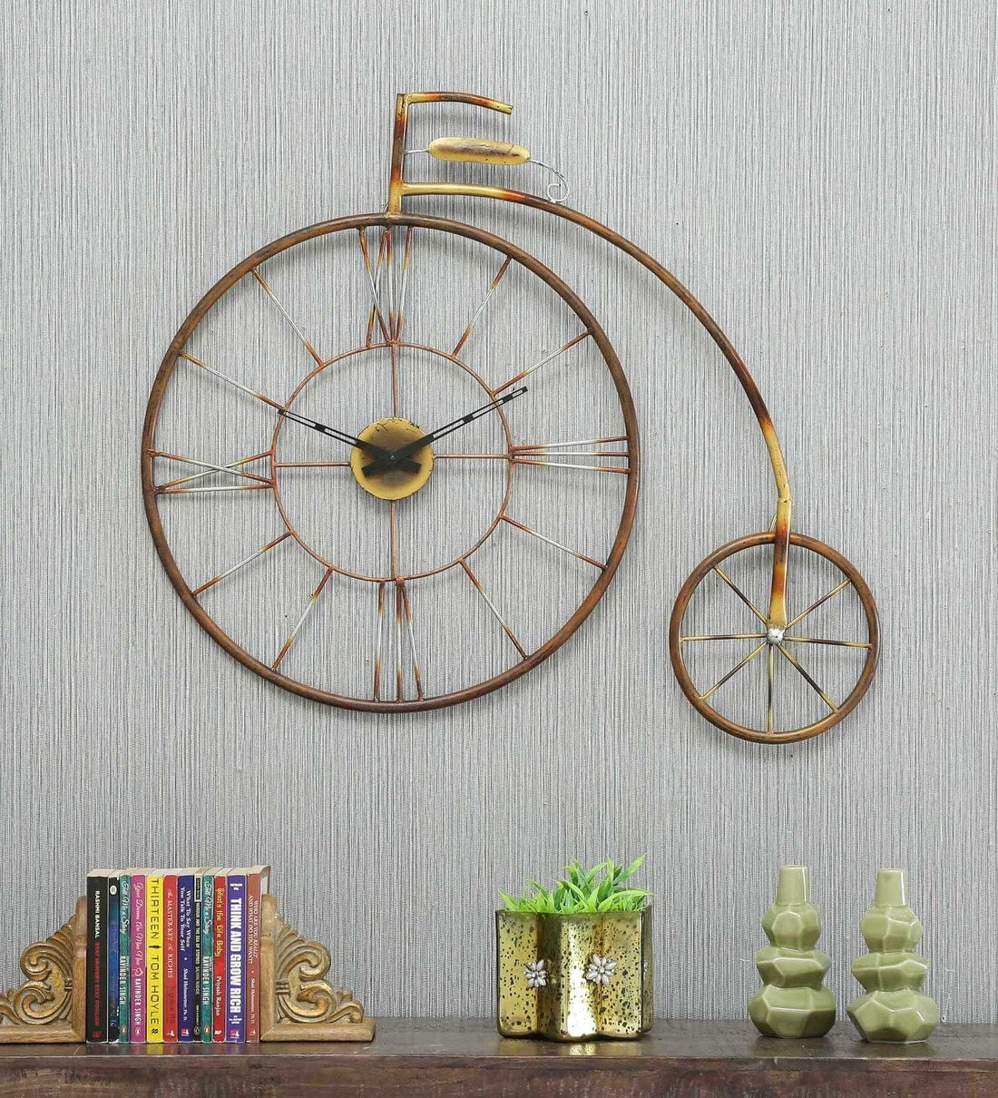 Mosaki Vintage Cycle Wall Clock Décor | Handcrafted Metal Wall Art