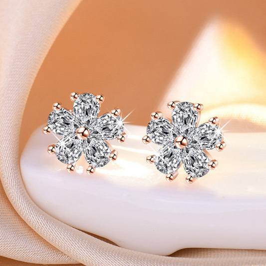 MOSKAI Diamond Stud Earrings Gold Finish | Elegant Daily Wear Jewelry
