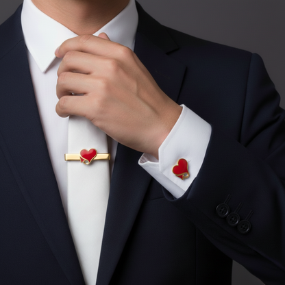 Heart with Devil’s Tail Cufflinks | Moskai Valentine Love Collection | Romantic & Bold Gift for Him