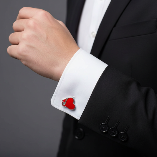 Heart with Devil’s Tail Cufflinks | Moskai Valentine Love Collection | Romantic & Bold Gift for Him