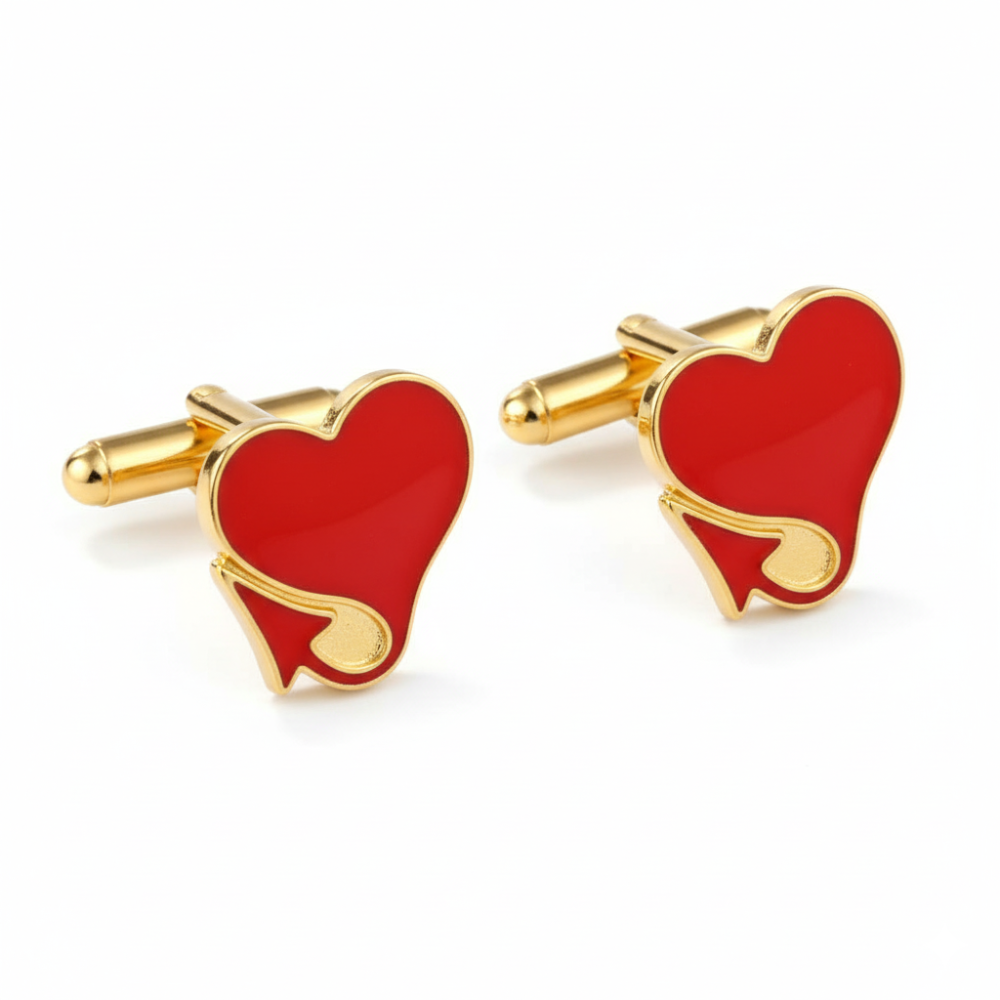 Heart with Devil’s Tail Cufflinks | Moskai Valentine Love Collection | Romantic & Bold Gift for Him