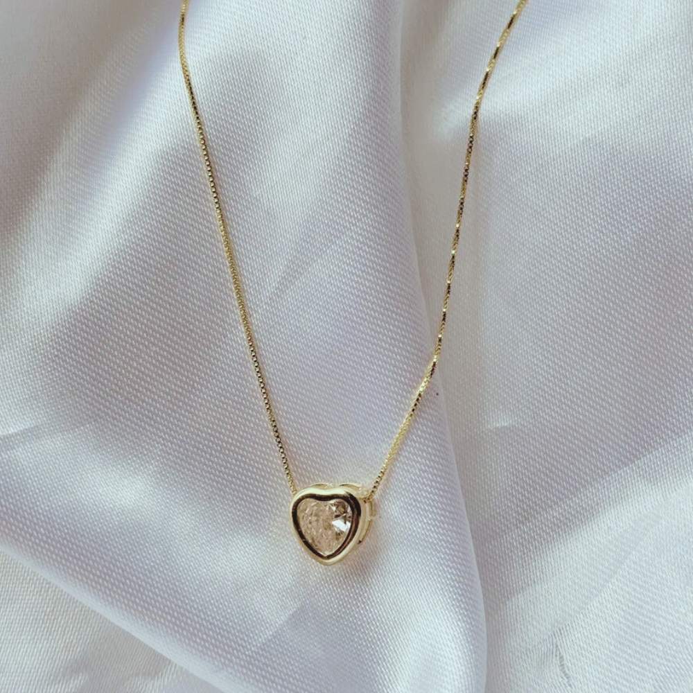 Moskai Minimal Diamond Heart Gold Plated Pendant – For Her