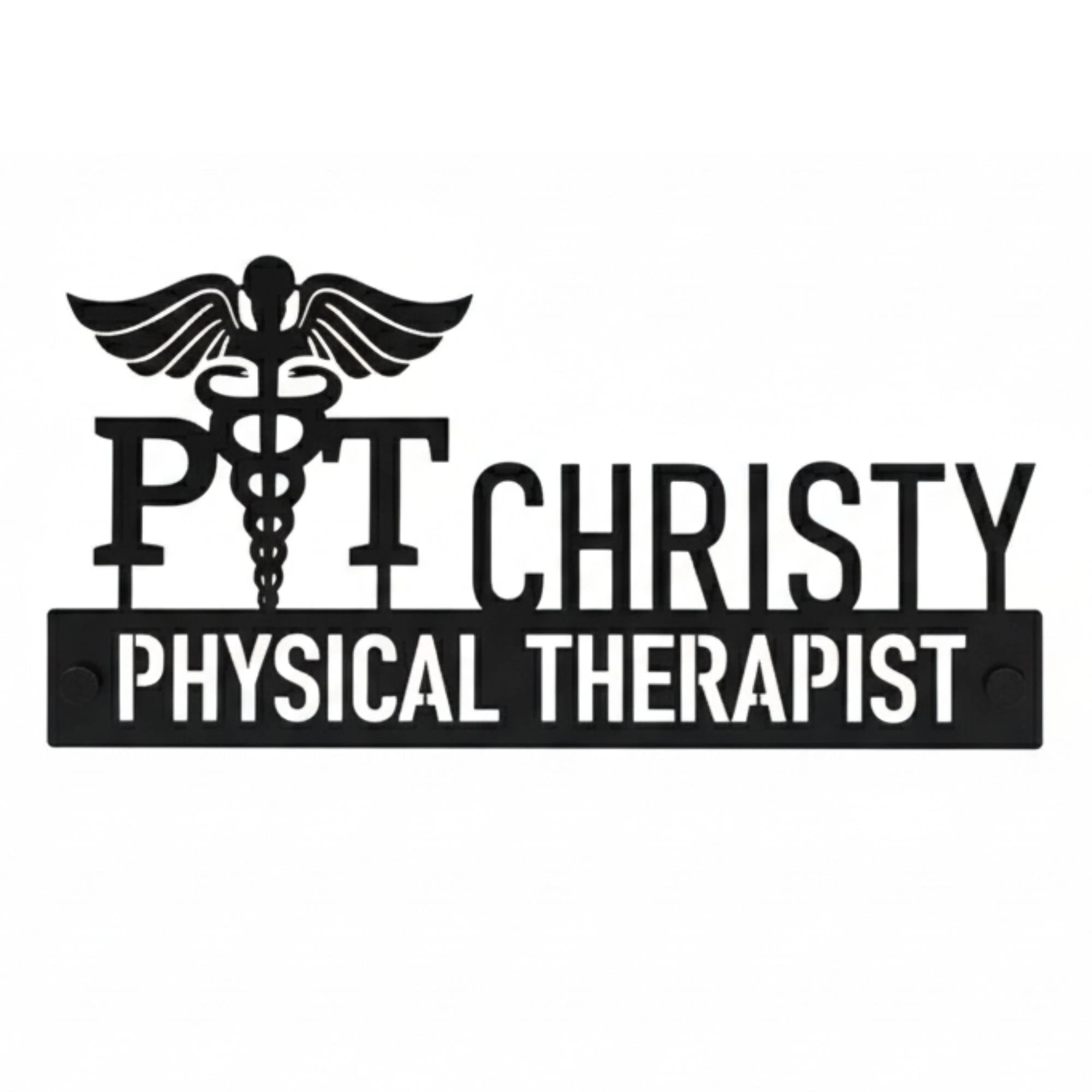 Custom Physical Therapist Desk Name Plate - Personalized Stainless Steel PT Doctor Desk Sign, Medical Clinic Office Decor