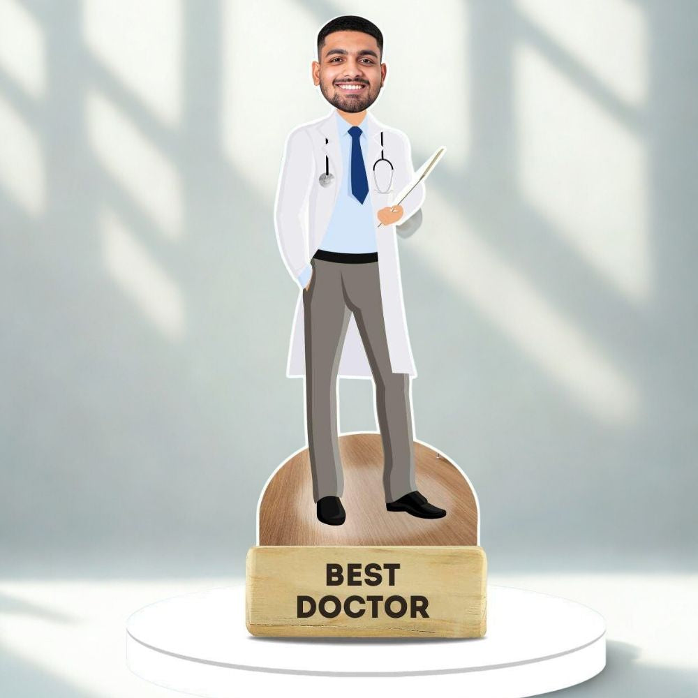 Custom Doctor Caricature Figurine Gift for Medical Professionals by Moskai