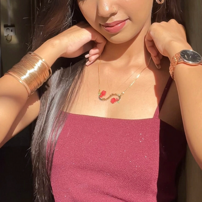 Moskai Valentine Rose Collection Personalized Enamel Name Pendant