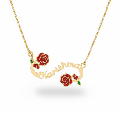 Moskai Valentine Rose Collection Personalized Enamel Name Pendant
