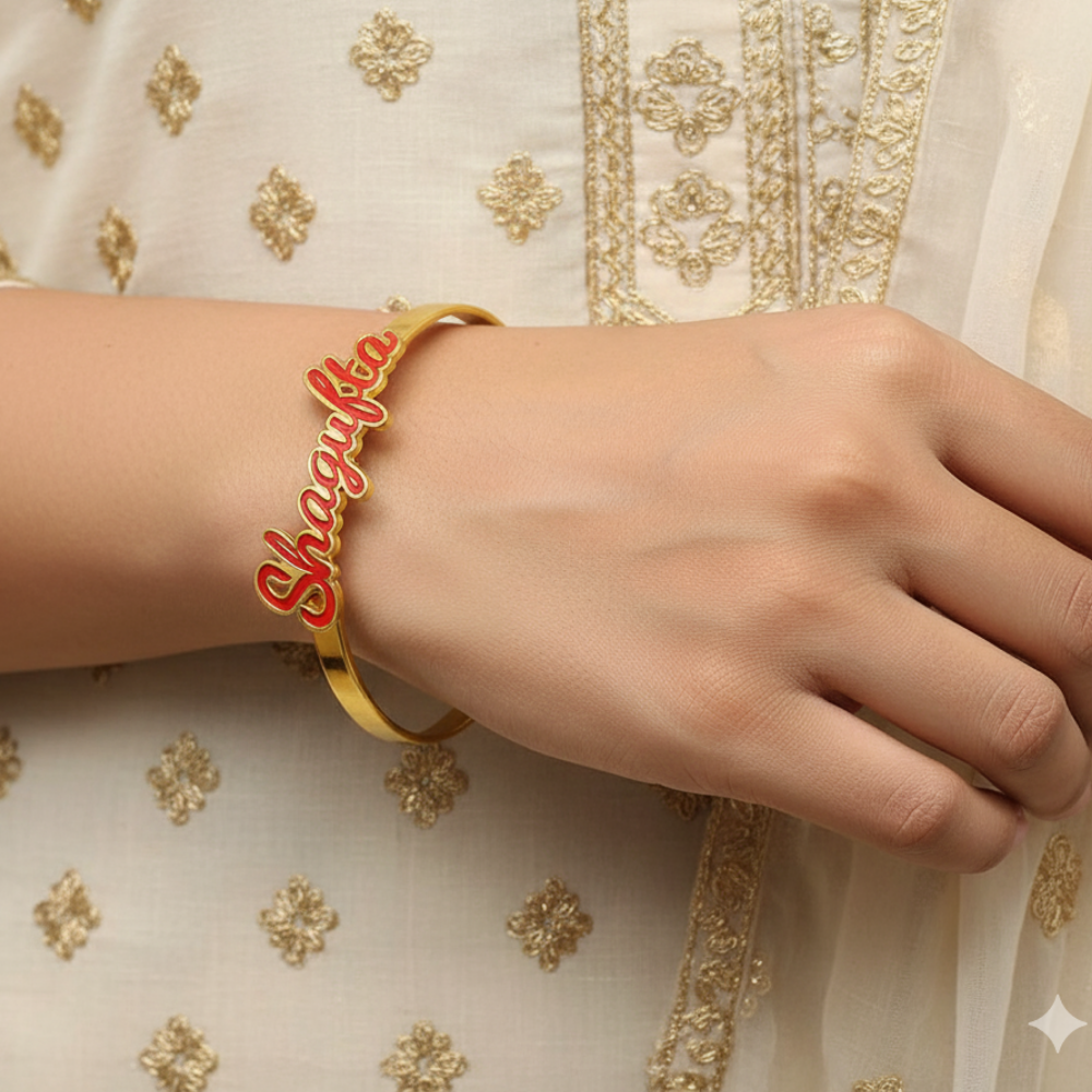 Moskai Personalised Enamel Name Bracelet | Custom Jewellery for Women