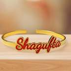 Personalized Red Enamel Name Cuff Bracelet - Gold Plated Custom Name Bangle for Women