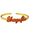 Personalized Red Enamel Name Cuff Bracelet - Gold Plated Custom Name Bangle for Women