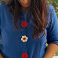 Flower Theme Crochet Multi Colored Buttons Set of 6