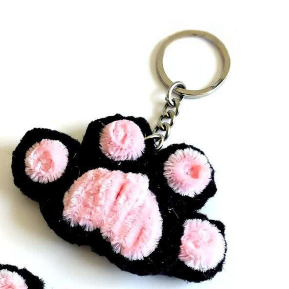 Cute Paw Fur Keychain