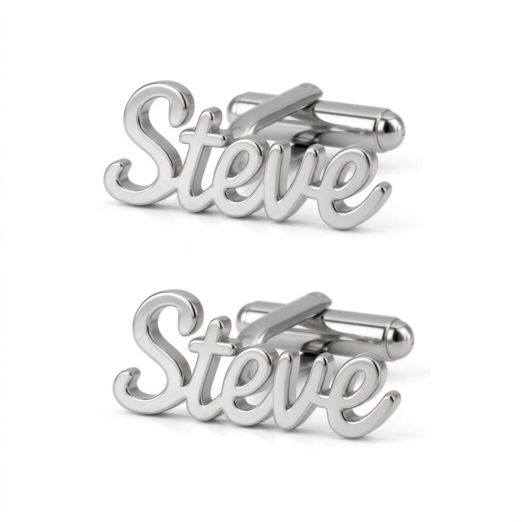 Personalized Name Cufflinks for Men – Script Initial Cufflinks – Perfect Wedding & Groom Gift