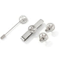 Custom Round Initial Cufflinks, Tie Clip & Lapel Pin Combo - Personalized Brass Men’s Accessory Set