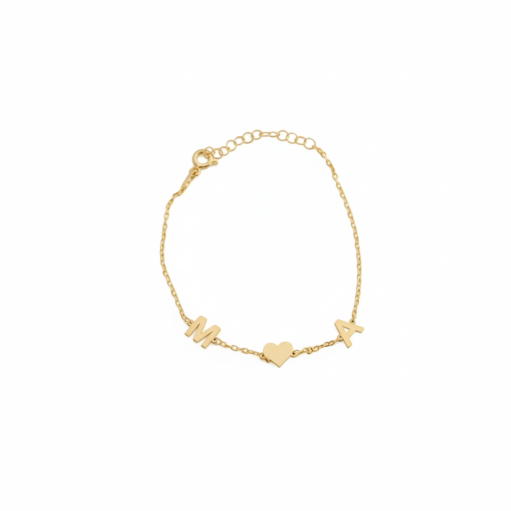 Personalised Two Initials Couple Chain Bracelet for Women & Girls | Custom Double Alphabet Letter Bracelet with Heart | Stainless Steel Gold Plated Jewellery Gift for Her