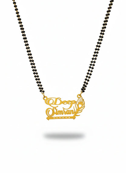 Personalized Peacock & Flute Couple Name Mangalsutra – Gold Plated Traditional Jewelry