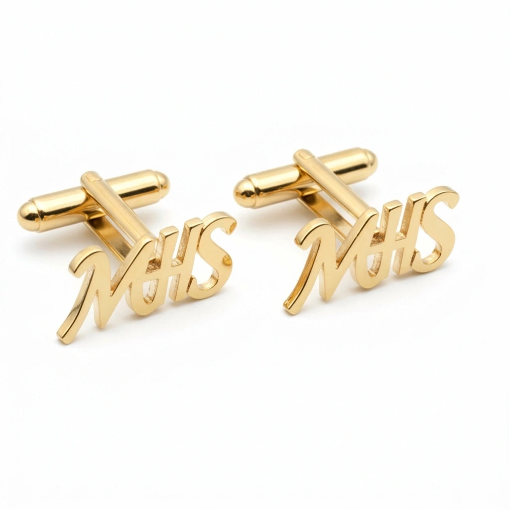 Personalized 3-Letter Signature Font Cufflinks - Custom Brass Monogram Jewelry
