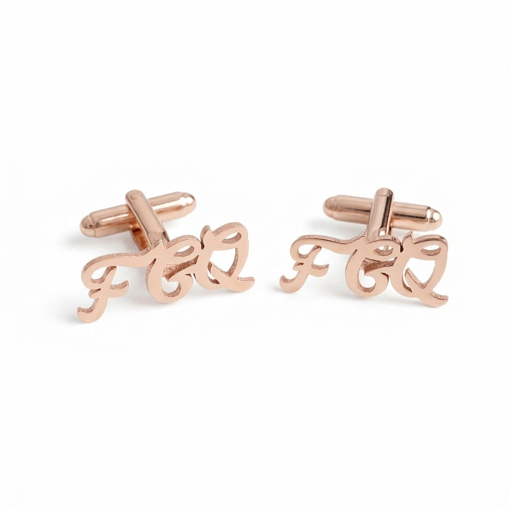 Personalized Hand-Scripted 3-Letter Initial Cufflinks – Custom Brass Monogram Jewelry