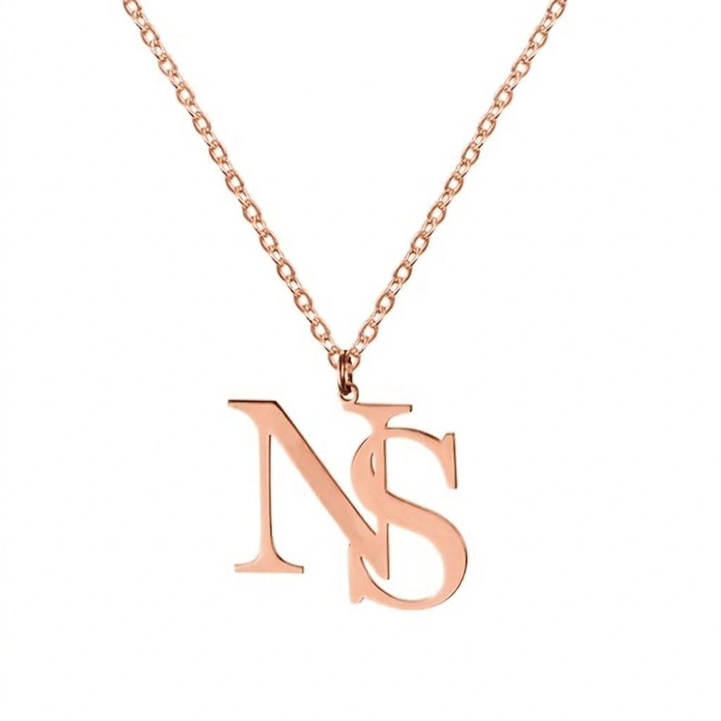 Personalized Dual Initial Name Necklace - Custom Alphabet Letter Pendant for Women & Girls