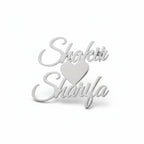 Customised Heart Couple Name Brooch for Men & Women