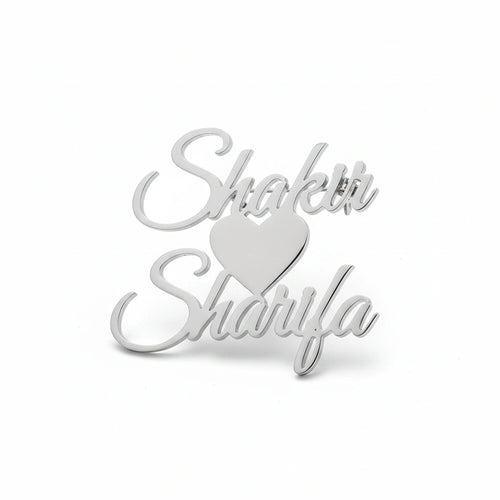 Customised Heart Couple Name Brooch for Men & Women
