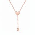 Personalized Heart Initial Y-Necklace - Custom Lariat Drop Alphabet Pendant for Women