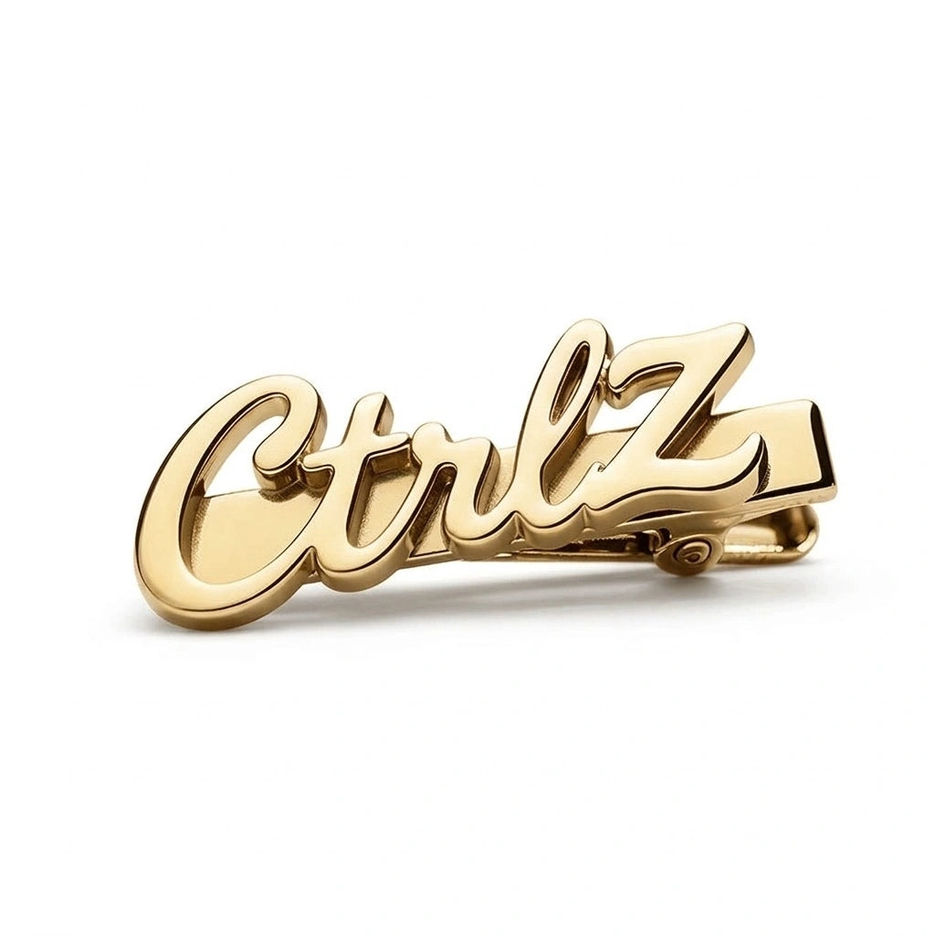 Personalized Name Tie Pin for Men | Custom Brass Tie Clip with Script Lettering