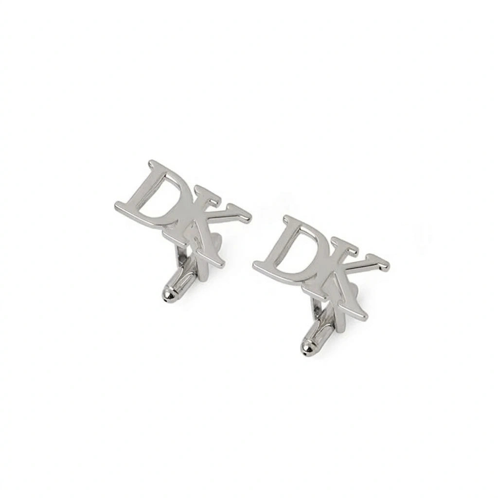 Custom 2-Letter Initial Monogram Cufflinks - Personalized Brass Alphabet Shirt Studs for Men