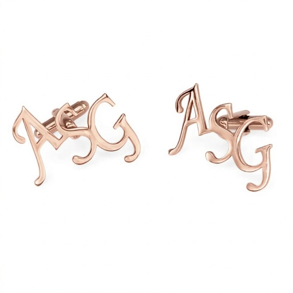 Personalized 3-Initial Monogram Cufflinks for Men – Custom Letter Cufflinks for Wedding & Groom Accessories