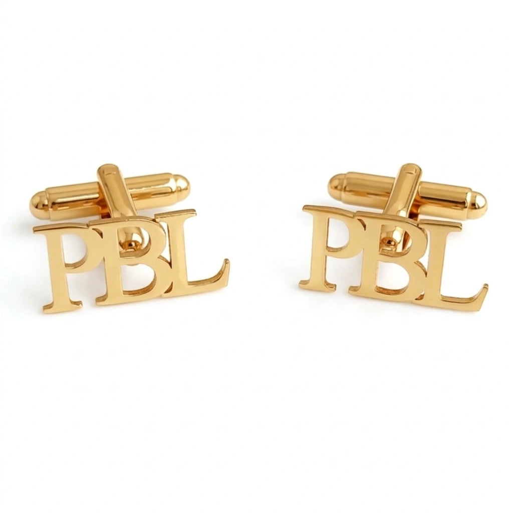 3-Letter Block Initial Name Cufflinks – Personalized Brass Men’s Jewelry