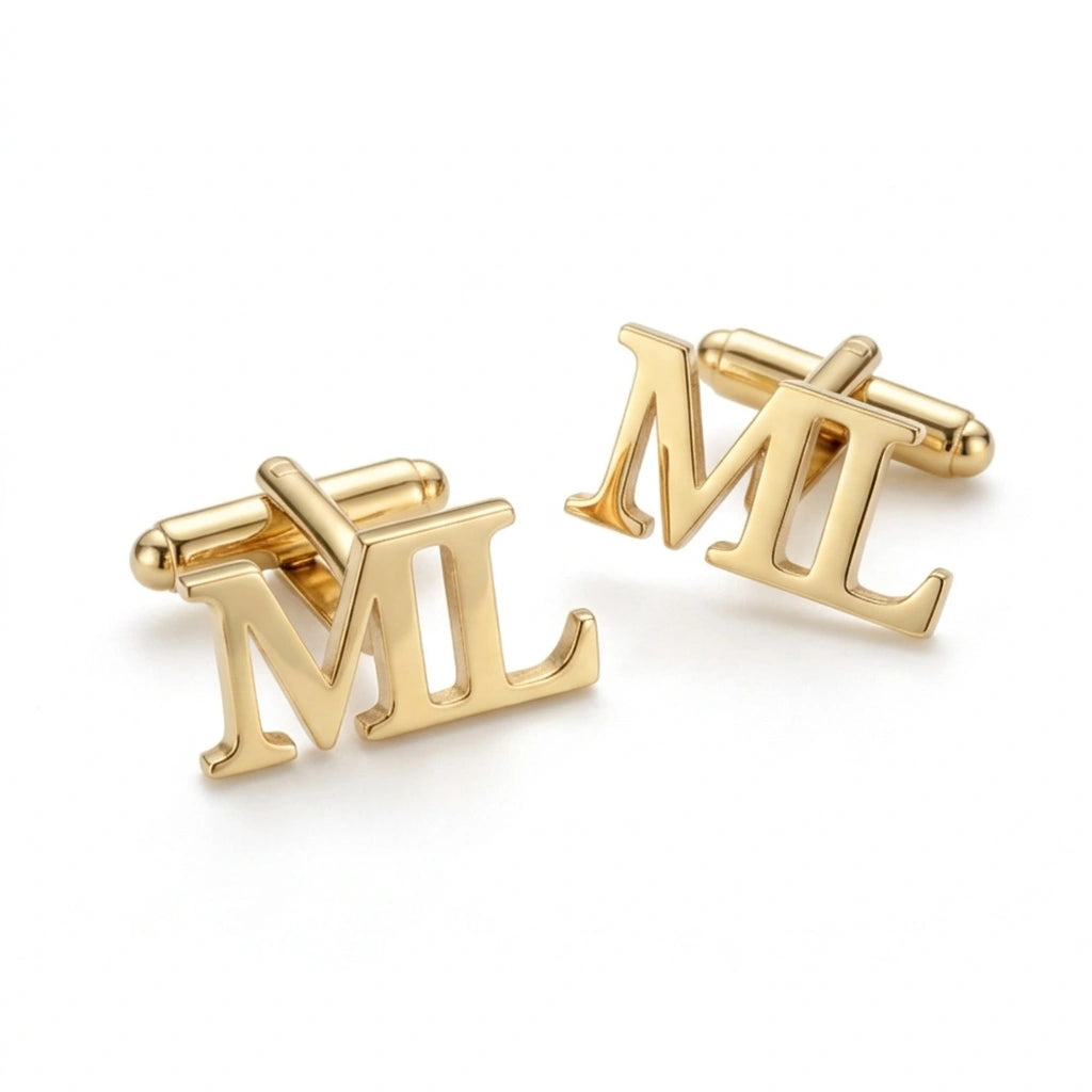 Personalized Initial Cufflinks for Men – Custom Alphabet Letter Cufflinks for Groom Wedding Accessories
